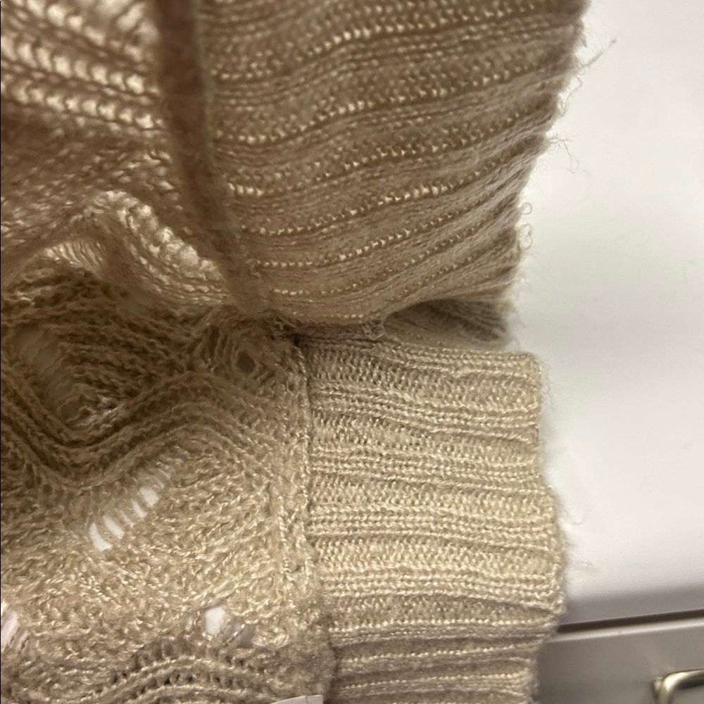 Vintage America Cable Knit Poncho - Taupe - Picture 5 of 6
